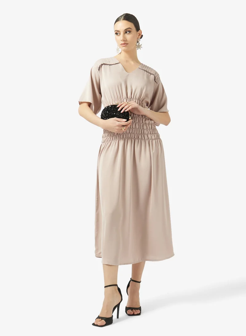 hayas closet  Square Neck Belted Under Abaya Dress for Women | Best Price UAE