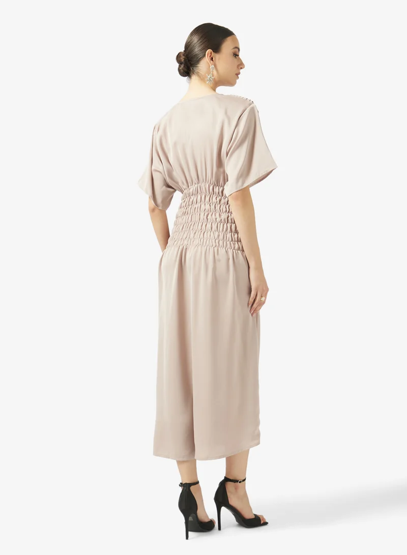 hayas closet Square Neck Belted Under Abaya Dress