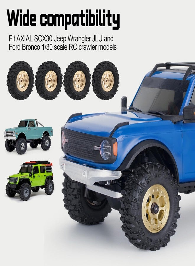 HobbyPark Brass Wheels and Tires for 1/30 Axial SCX30 Upgrades RC Crawler Parts 33x14mm 0.7" Tire with Foam Inserts, Set of 4 (Gold-6 Holes Rims) - Image 5