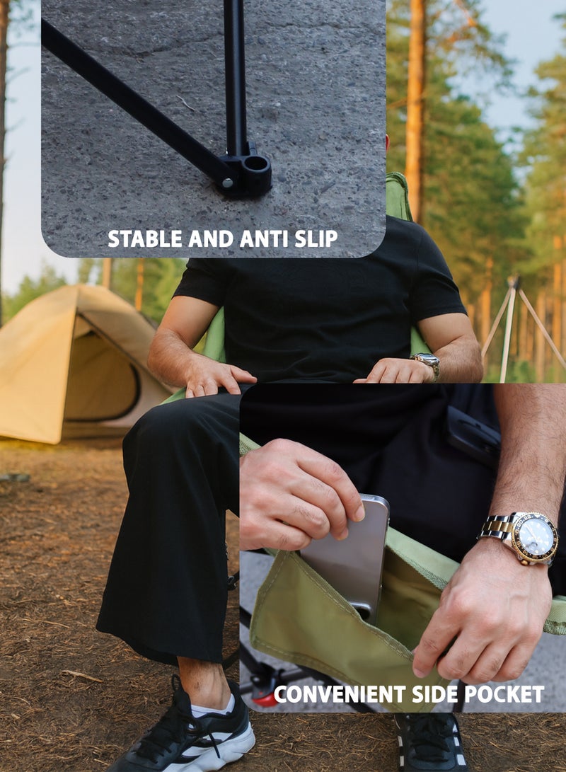 DBLEW Adjustable Reclining Folding Camping Chair with High Back, Headrest & Side Pocket – Lightweight Portable Outdoor Chair with 3-Position Backrest & Carry Bag for Camping, Fishing, Beach Trips, Picnics & Outdoor Parties - Image 5