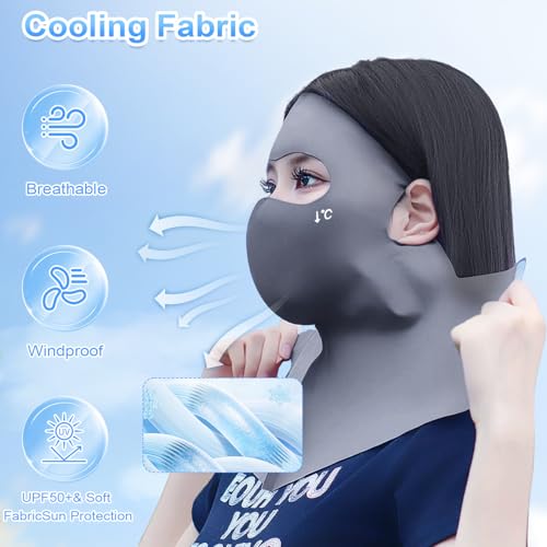 TecoKart® 3Pcs Full Face Mask with Neck Coverage, UV Protection Face Cover for Women, Reusable Breathable Cooling Face Masks for Summer Outdoor Activities, Bike, Travel & Sports - Image 3