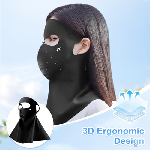 TecoKart® 3Pcs Full Face Mask with Neck Coverage, UV Protection Face Cover for Women, Reusable Breathable Cooling Face Masks for Summer Outdoor Activities, Bike, Travel & Sports - Image 5