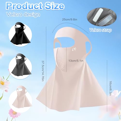 TecoKart® 3Pcs Full Face Mask with Neck Coverage, UV Protection Face Cover for Women, Reusable Breathable Cooling Face Masks for Summer Outdoor Activities, Bike, Travel & Sports - Image 2
