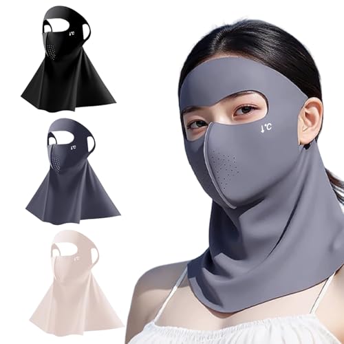 TecoKart® 3Pcs Full Face Mask with Neck Coverage, UV Protection Face Cover for Women, Reusable Breathable Cooling Face Masks for Summer Outdoor Activities, Bike, Travel & Sports - Image 1