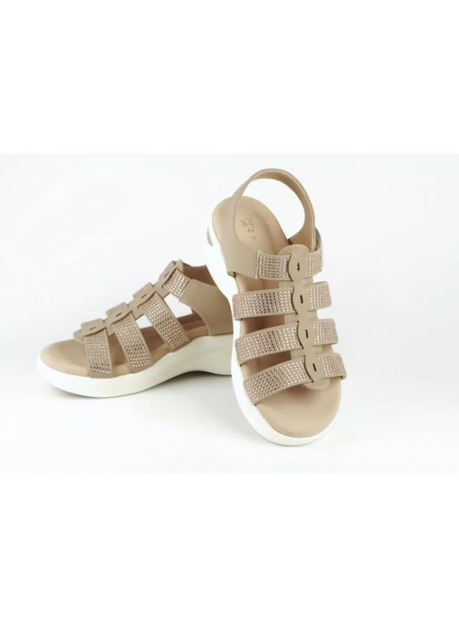 Zayna Champagne 221-360 Zayna Women's Strappy Slingback Wedge Sandals 24ABT54A Champagne for Women | Best Price UAE