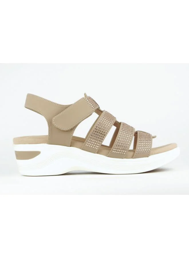 Zayna Champagne 221-360 Zayna Women's Strappy Slingback Wedge Sandals 24ABT54A Champagne for Women | Best Price UAE