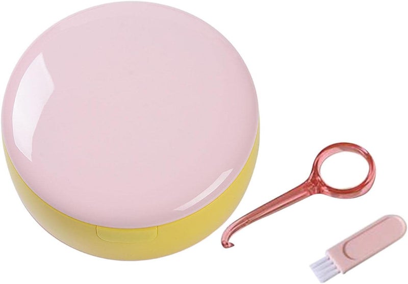 klarako Dual Layer Denture Retainer Case Breathable with Mirror Portable Mouth Guard Container Holder for Clear Aligner with Removal Tool Tray  Pink Yellow - Image 3