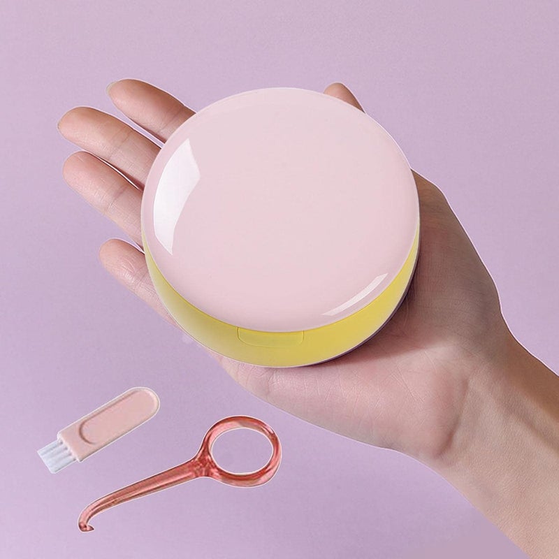 klarako Dual Layer Denture Retainer Case Breathable with Mirror Portable Mouth Guard Container Holder for Clear Aligner with Removal Tool Tray  Pink Yellow - Image 4