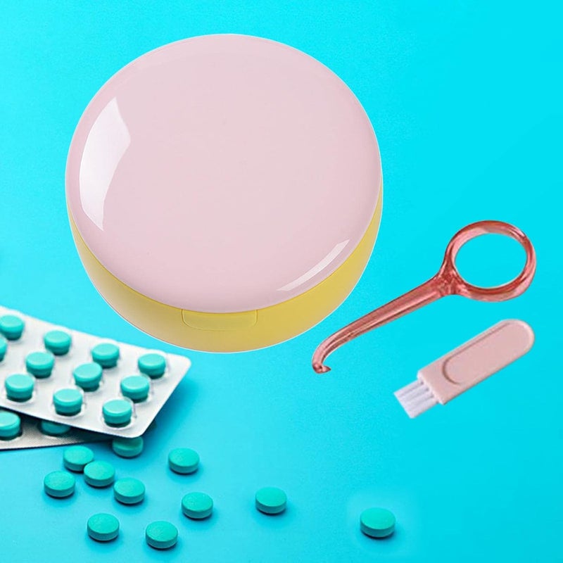 klarako Dual Layer Denture Retainer Case Breathable with Mirror Portable Mouth Guard Container Holder for Clear Aligner with Removal Tool Tray  Pink Yellow - Image 2