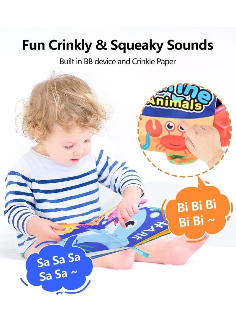 كتب أطفال من عمر 0 إلى 6 أشهر، 4 كتب لمس وإحساس للأطفال الرضع، كتب قماشية للأطفال حديثي الولادة إلى عمر سنة واحدة، كتاب ناعم مجعد عالي التباين، كتب أطفال حسية من مونتيسوري - Image 4