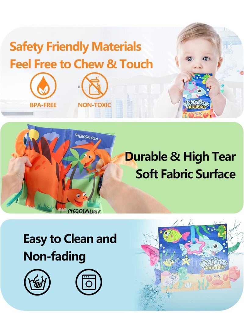 كتب أطفال من عمر 0 إلى 6 أشهر، 4 كتب لمس وإحساس للأطفال الرضع، كتب قماشية للأطفال حديثي الولادة إلى عمر سنة واحدة، كتاب ناعم مجعد عالي التباين، كتب أطفال حسية من مونتيسوري - Image 5