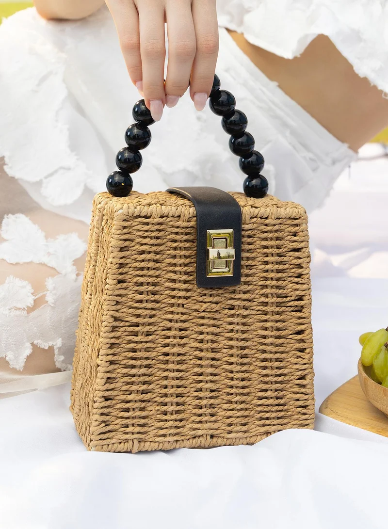 Haute Sauce Colour block Interlock Regular Cane Sling Bag For Women