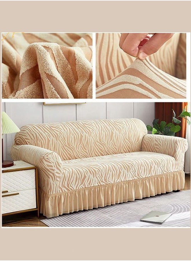MLADEN 1/2/3 Seater One Piece Removable Sofa Slipcover Couch Cover Universal Furniture Protector Cover Washable High-stretch with Skirt Sofa Cover Living Room Furniture Couch Slipcover Armchair（Beige）  - Image 4