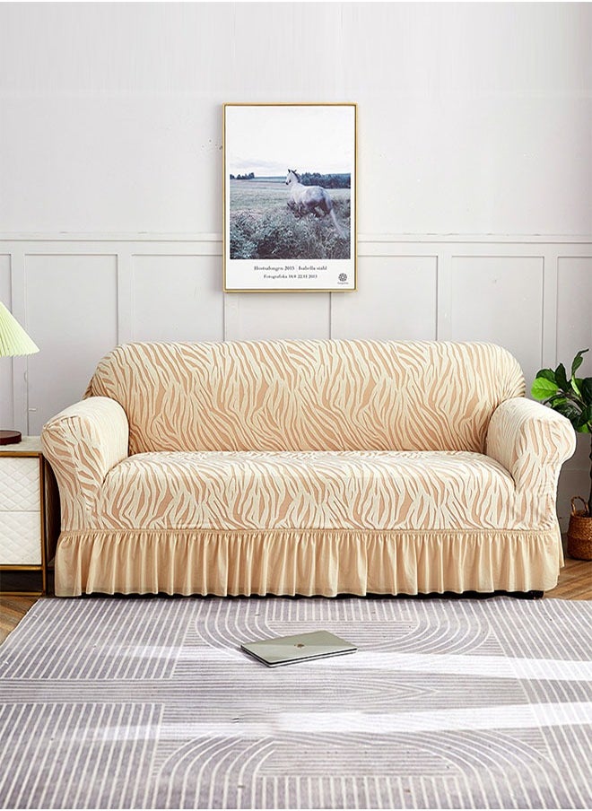 MLADEN 1/2/3 Seater One Piece Removable Sofa Slipcover Couch Cover Universal Furniture Protector Cover Washable High-stretch with Skirt Sofa Cover Living Room Furniture Couch Slipcover Armchair（Beige）  - Image 3
