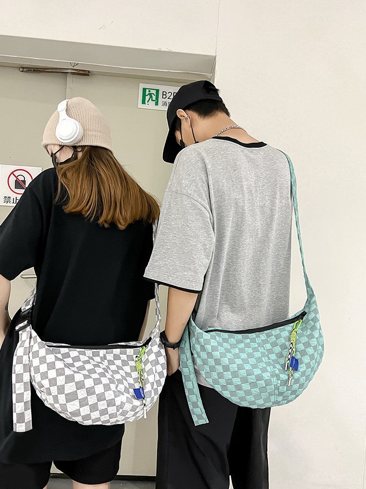 New Arrival Street Women'S Bag 2023 New Arrival Street Fashionable One-Shoulder Dumpling Bag Large Capacity Canvas Checkerboard Bag - Image 2