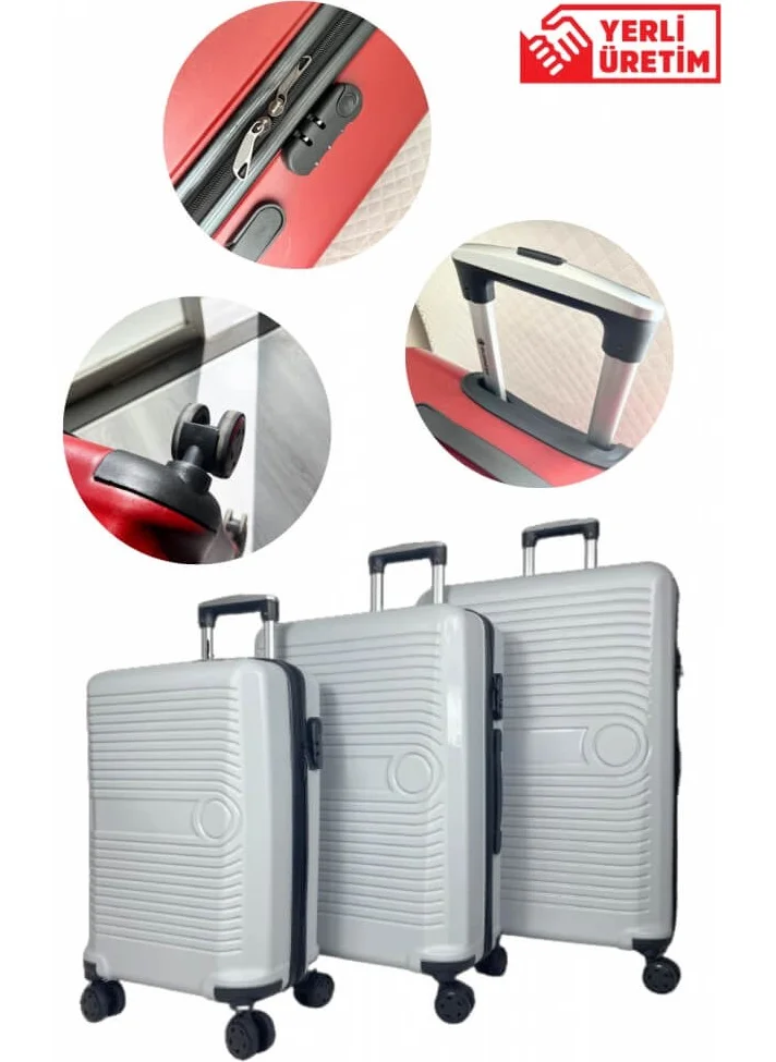 Piev Bussiens 3 Size Encrypted Pp Shockproof Unbreakable 4 Wheel Bag Luggage Set Gray