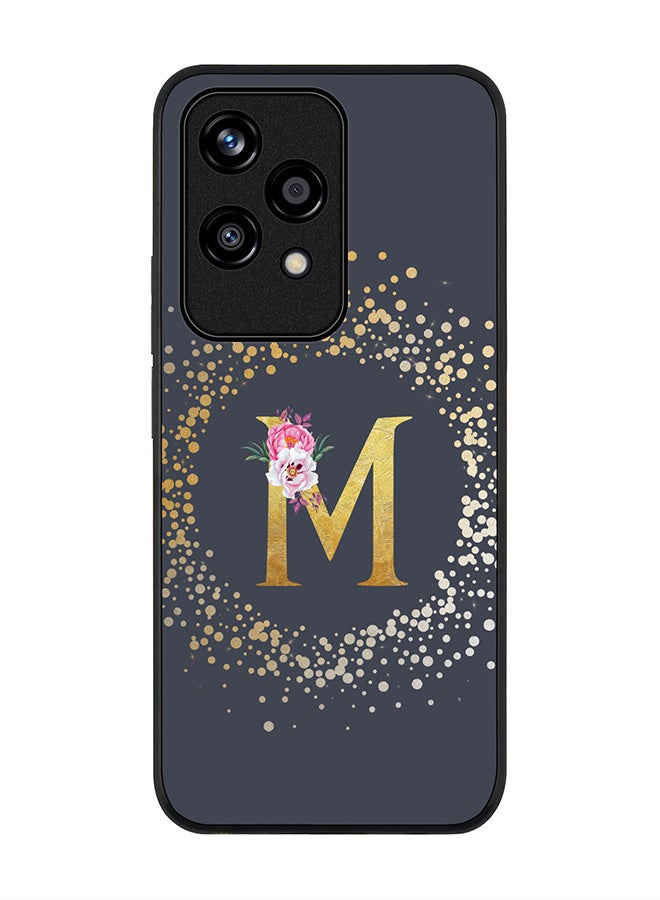 Stylizedd Rugged Black edge case for Honor 200 Lite, Slim fit Case Flexible Cover - Custom Monogram Initial Letter Floral Pattern Alphabet - M (Grey ) - Image 1