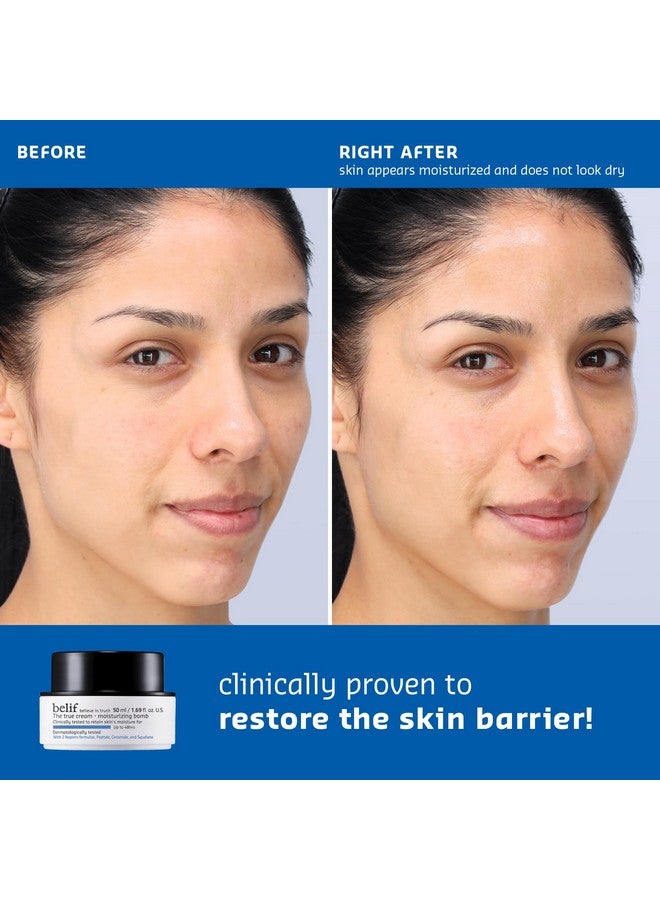 بليف كريم الترطيب الحقيقي قنبلة جديدة ومحسنة من الرطوبة تدوم 48 ساعة يعيد حاجز البشرة الببتيد سيراميد سكوالان للعناية بالبشرة كريم مرطب يومي للوجه جميع أنواع البشرة Kbeauty - Image 5