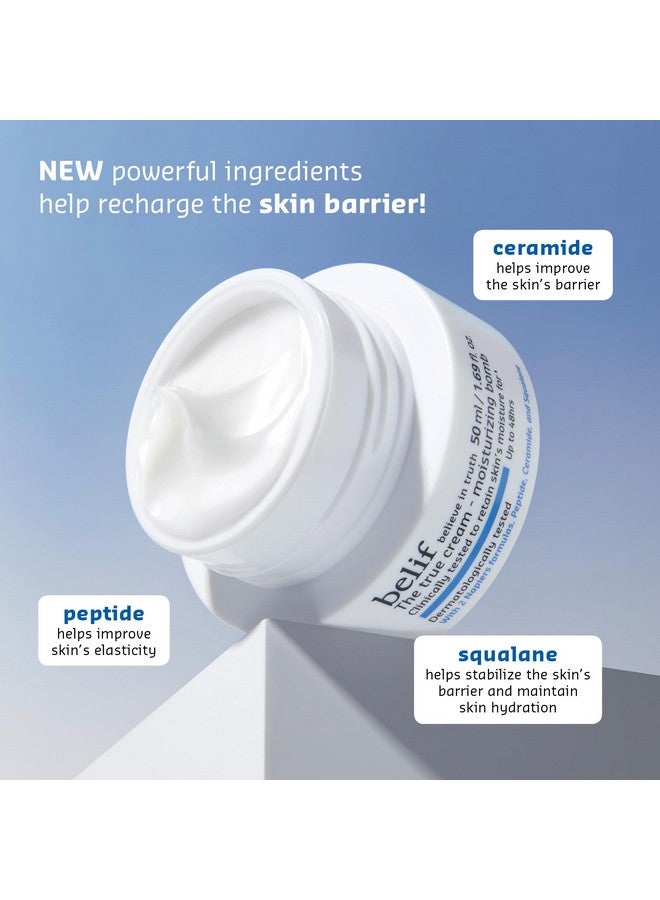 بليف كريم الترطيب الحقيقي قنبلة جديدة ومحسنة من الرطوبة تدوم 48 ساعة يعيد حاجز البشرة الببتيد سيراميد سكوالان للعناية بالبشرة كريم مرطب يومي للوجه جميع أنواع البشرة Kbeauty - Image 4