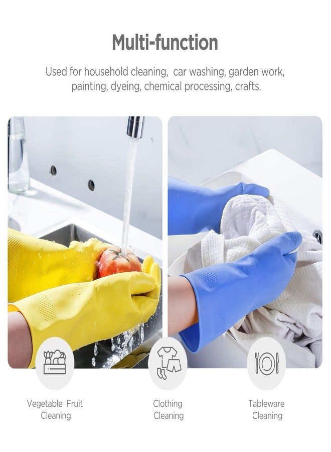 IUCGE Rubber gloves dishwashing 2 Pairs for Kitchen,Cleaning gloves for household Reuseable.(XL,Yellow+Blue) - Image 3