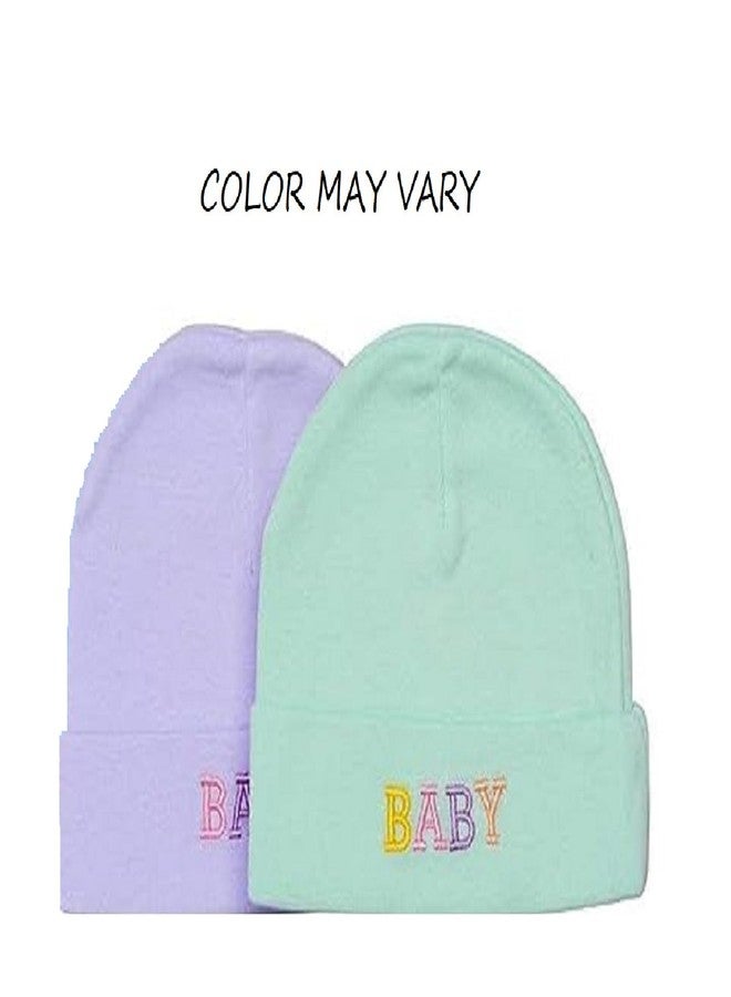 Wavva® Supersoft Cotton Hosiery Caps for New Born to 6 Months Baby Boys and Baby Girls.(Plain Design) [Multi-Color] - Image 4