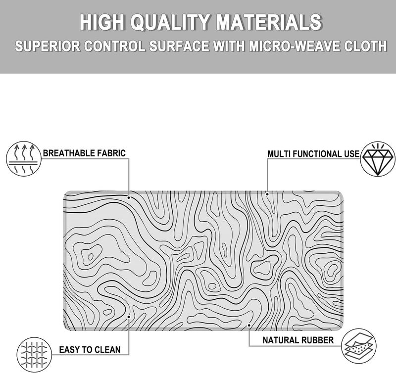 MKLCCP Large Gaming Mouse Pad, 31.5 x 15.7 in Mousepad with Stitched Edge, Extended Desk Mat with Non-Slip Rubber Base Water Resist Keyboard Pad for Office Game Home XXL, White Black Lines - Image 3