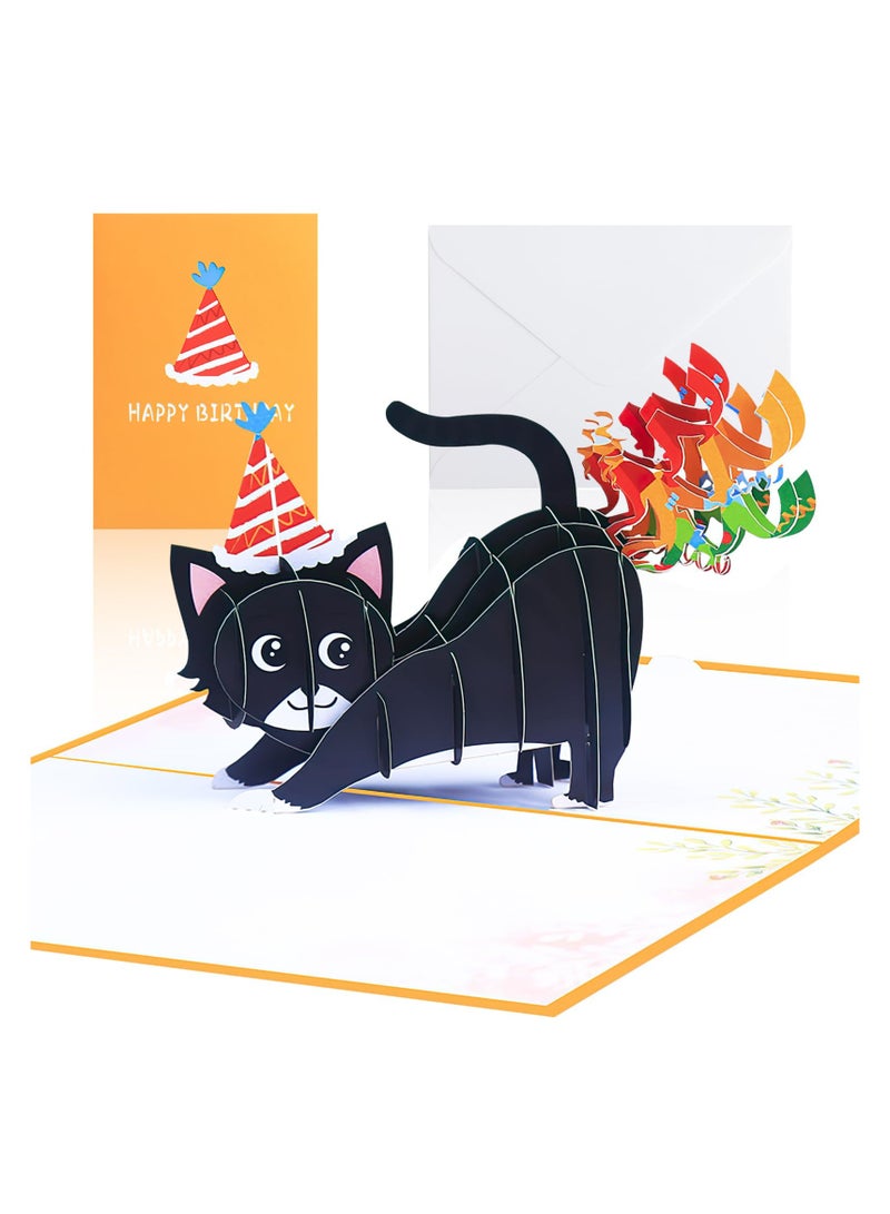 Zikra Funny 3D Pop-Up Cat Birthday Card for Cat Lovers - Perfect Greeting Card for Men, Women, Mum, Dad, Wife, Girlfriend, Daughter, Son, Sister, Brother on Birthdays, Anniversaries, and Valentine's Day. - Image 1
