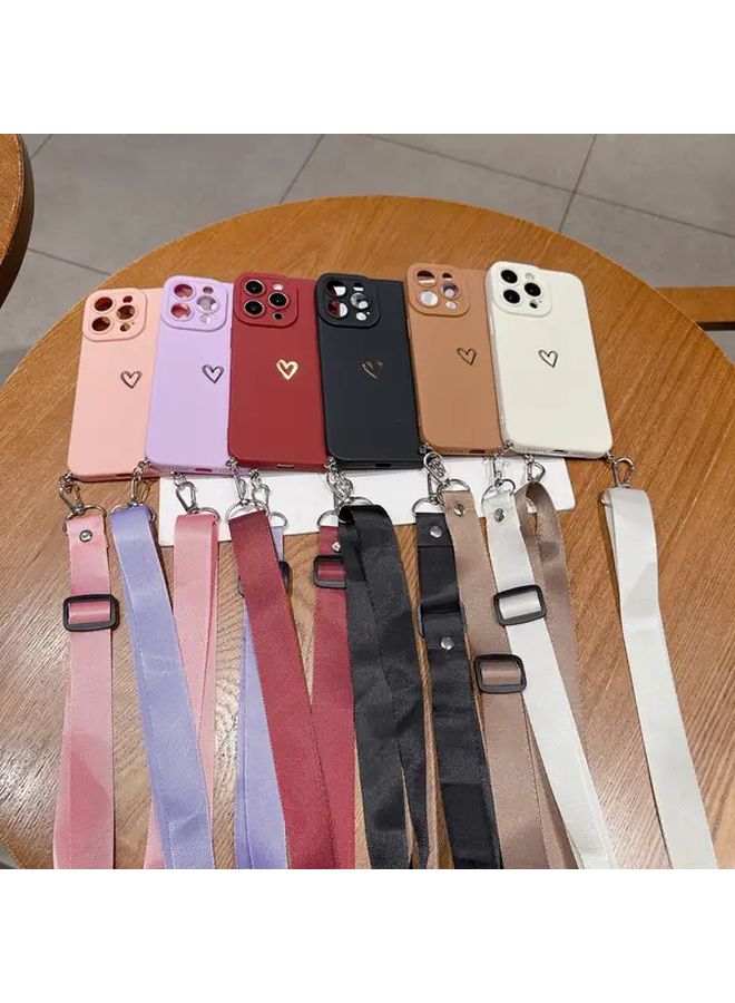 Brown Simple Love Eye Flat Rope Phone Hanging Strap Christmas Birthday Gift Compatible with iPhone 17 - Image 1