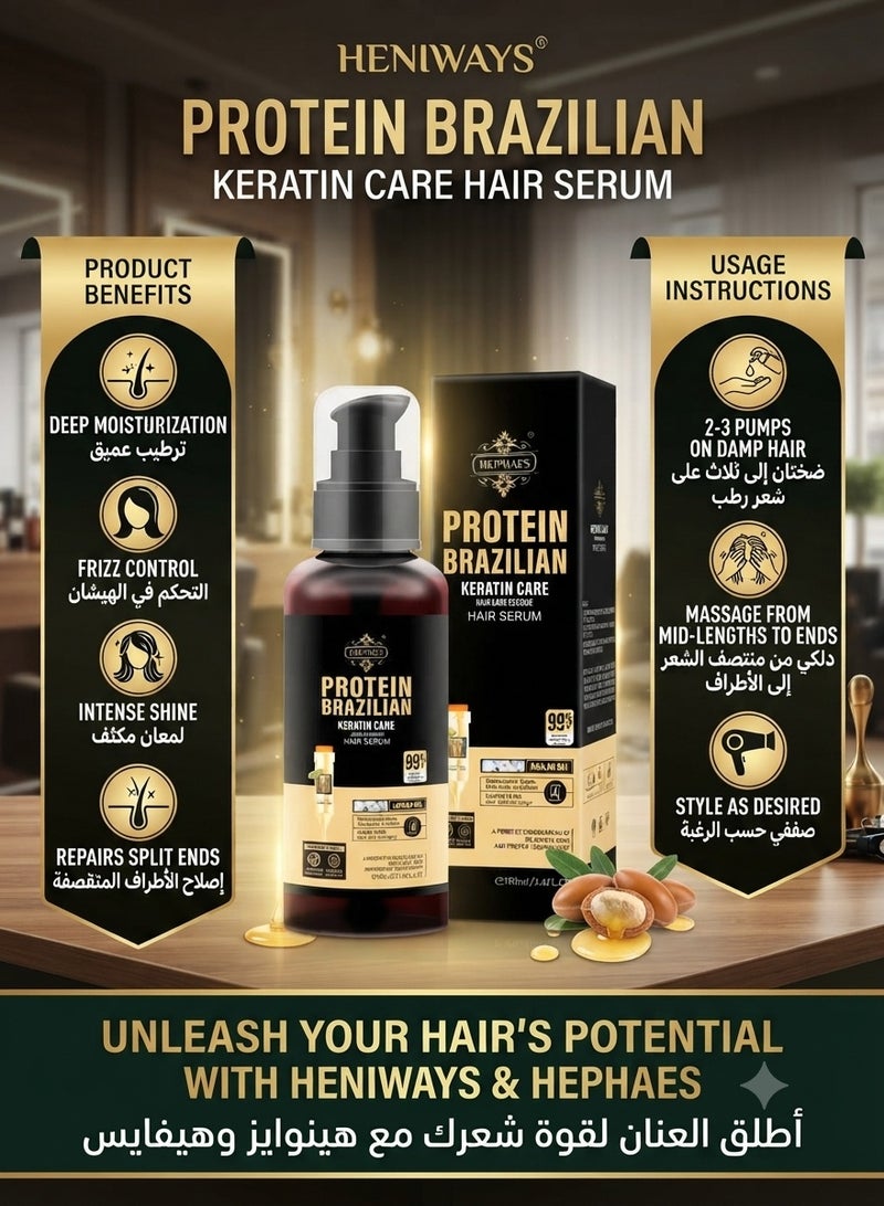 HENIWAYS Hair Serum Protein Brazilian Keratin Hair Care 100 ML - Image 2