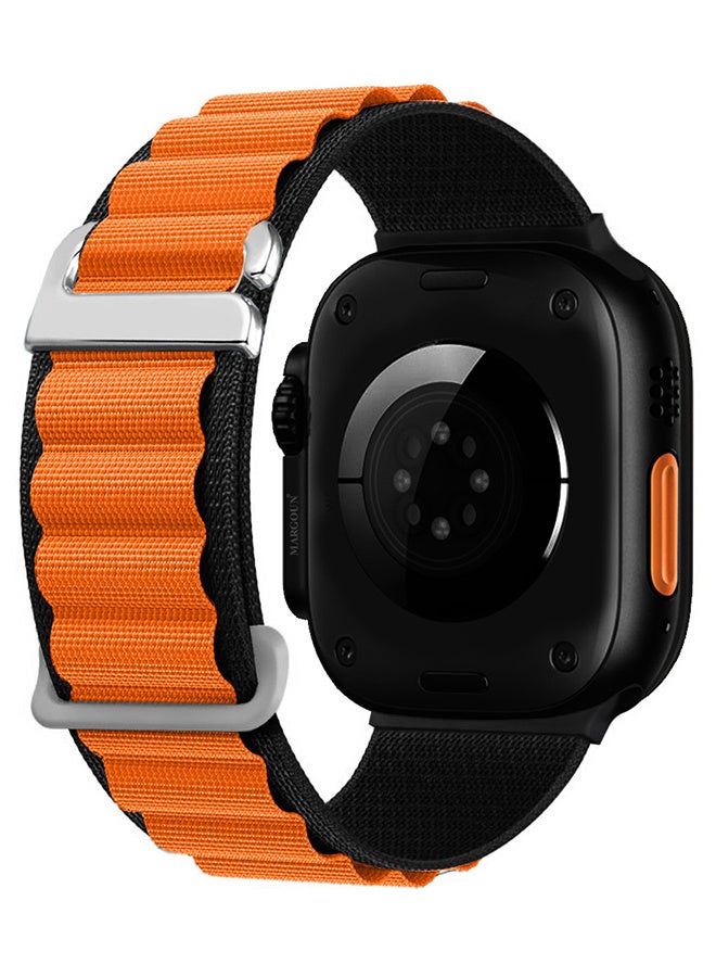 Replacement Band for Apple Watch Band 49mm 46mm 45mm 44mm - Alpine Loop Band for Women Men - Adjustable With Metal G-Hook Strap For iWatch Ultra Series SE 8/7/6/5/4/3/2/1 - Orange Black - Image 1