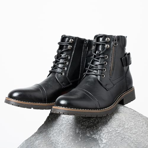 Vostey Men's Boots Black Boots for Men Casual Boots Motorcycle Combat Ankle Dress Boots Mens (BMY678A black 09.5) - Image 5