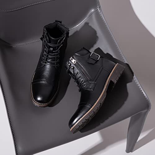 Vostey Men's Boots Black Boots for Men Casual Boots Motorcycle Combat Ankle Dress Boots Mens (BMY678A black 09.5) - Image 4