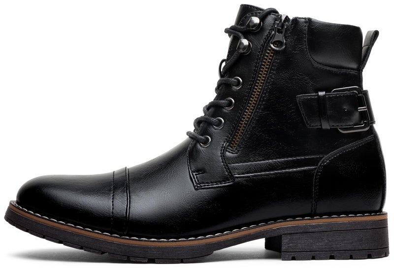 Vostey Men's Boots Black Boots for Men Casual Boots Motorcycle Combat Ankle Dress Boots Mens (BMY678A black 09.5) - Image 2
