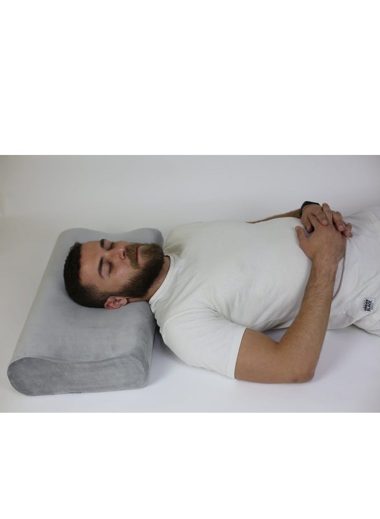 HT A medical pillow for sleeping to reduce pressure on the vertebrae and promote healthy sleep. Wake up refreshed and pain-free with a 3-year warranty. Gray. - Image 2