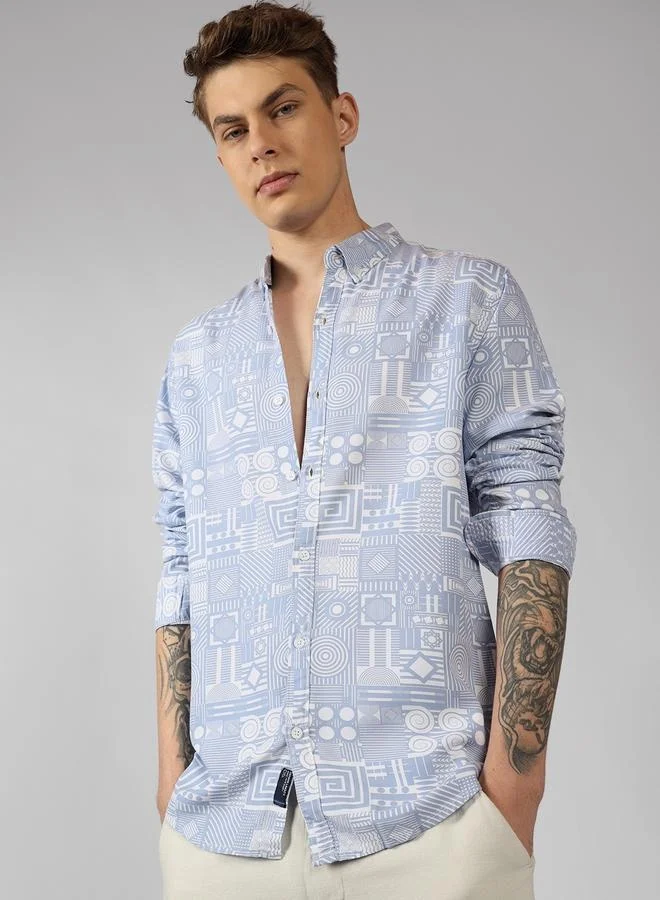 دينيس لينغو Relaxed Fit Mock Lino Stripes Half Sleeve Regular Collar Cotton Shirt for Men – Fresh and Comfortable