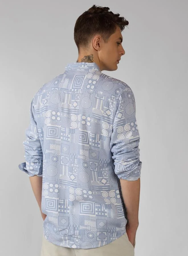 دينيس لينغو Relaxed Fit Mock Lino Stripes Half Sleeve Regular Collar Cotton Shirt for Men – Fresh and Comfortable