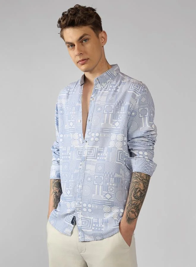 دينيس لينغو Relaxed Fit Mock Lino Stripes Half Sleeve Regular Collar Cotton Shirt for Men – Fresh and Comfortable