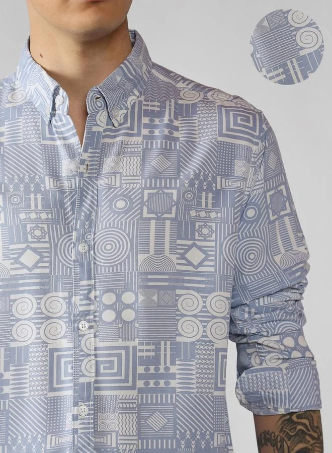 دينيس لينغو Relaxed Fit Mock Lino Stripes Half Sleeve Regular Collar Cotton Shirt for Men – Fresh and Comfortable