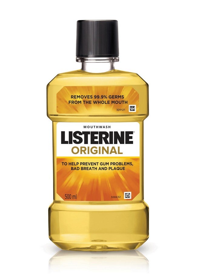 Listerine Original Mouthwash Liquid Removes 99.9% Germs 500Ml (Pack Of 1)  - Image 1