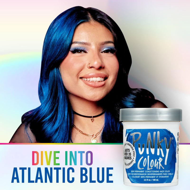 Punky Atlantic Blue Semi Permanent Hair Color - Vegan & Cruelty-Free Conditioning Hair Dye, Lasts Up to 35 Washes, 3.5 fl oz - Image 3