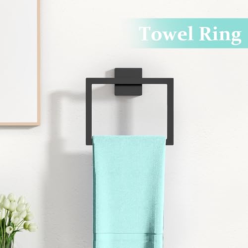 FEILERN 20-Piece Matte Black Bathroom Hardware Set, 24 Inch Bath Towel Bar Set, Stainless Steel Wall Mounted Towel Rack for Bathroom - Image 5