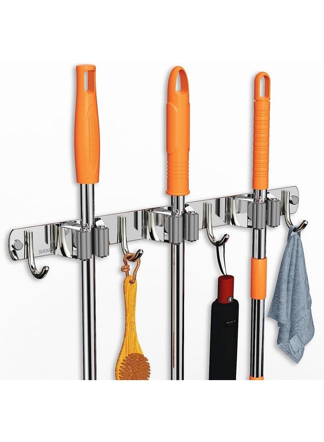 BAREPEPE 304 Stainless Steel Mop And Broom Holder Wall Mounted Stand - Pack Of 1, Hanging Shelves - Image 1