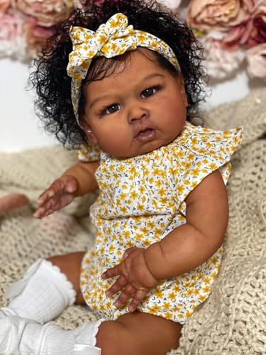 GYCV Reborn Toddler Dolls Black Girl 24 Inch Lifelike Black Reborn Baby Doll with Curly Hair Realistic Toddler Dolls Girl Weighted Real Life Reborn Doll Toys with Accessories Birthday Gift for Kids - Image 5