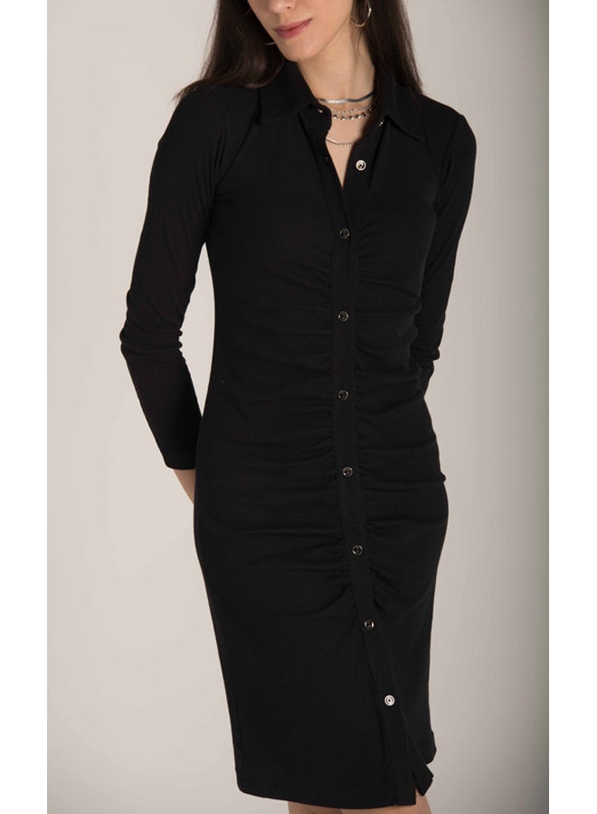 Marco Bergamo FONT BUTTONS PLAIN RIBBED DRES - Image 1