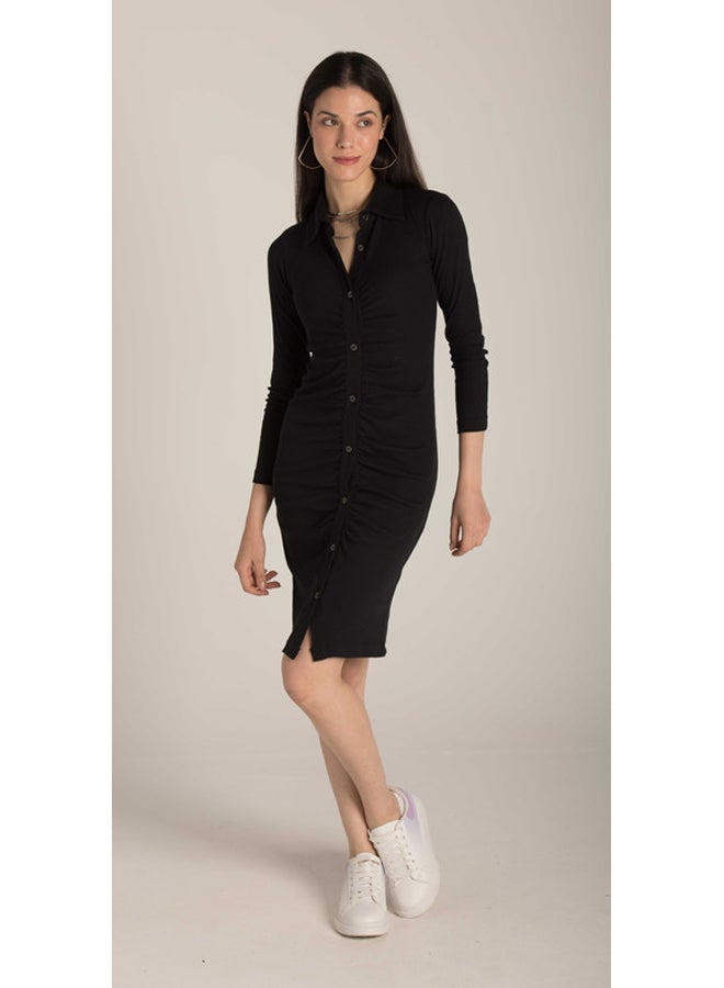 Marco Bergamo FONT BUTTONS PLAIN RIBBED DRES - Image 2