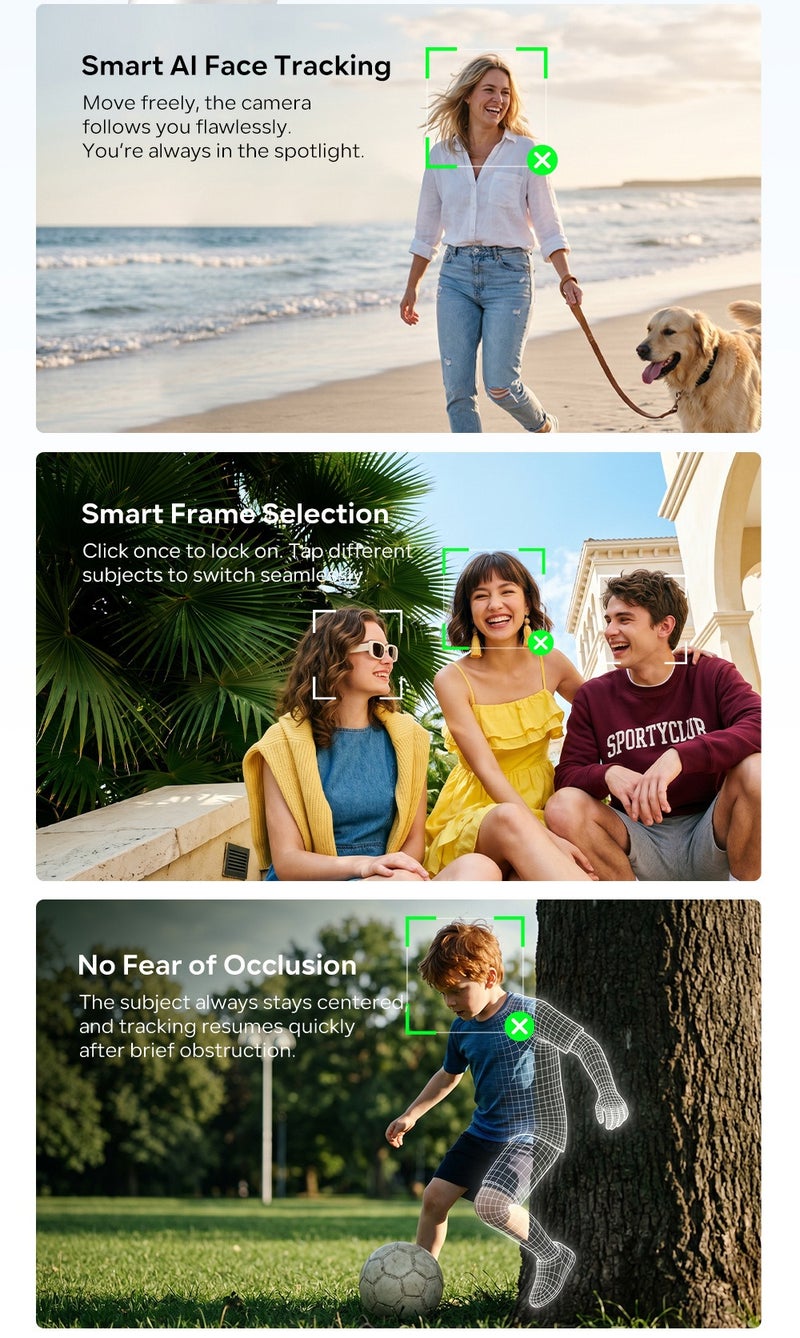 ICEDI AI Tracking 6.0 Handheld Gimbal Stabilizer, 3-Axis Smartphone Stabilizer, Face Tracking Auto Follow, 360° Rotation Mode, Gesture Control, Smart Framing, Foldable Anti-Shake Gimbal Stabilizer - Image 3