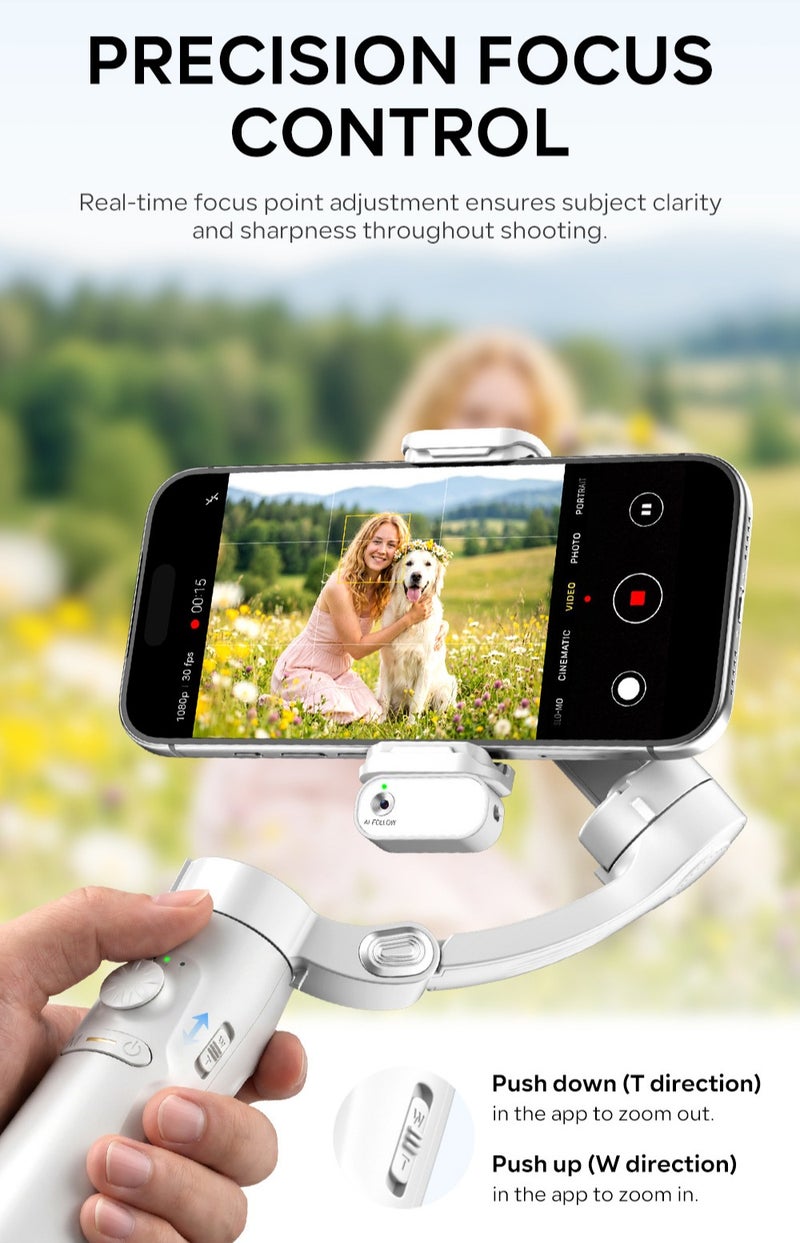 ICEDI AI Tracking 6.0 Handheld Gimbal Stabilizer, 3-Axis Smartphone Stabilizer, Face Tracking Auto Follow, 360° Rotation Mode, Gesture Control, Smart Framing, Foldable Anti-Shake Gimbal Stabilizer - Image 5