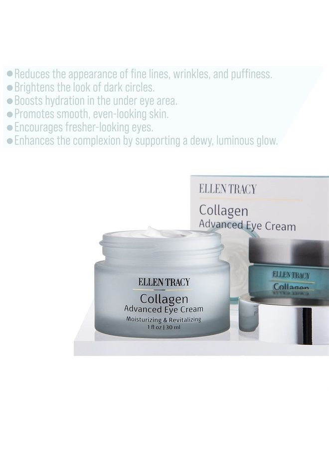 ELLEN TRACY Collagen Eye Cream | Advanced Anti-Aging Moisturizing & Revitalizing Cream for Removing Dark Circles, Wrinkles & Puffiness Under Eyes | Collagen, Dimethicone, 30 ML, 1 FL Oz - Image 2