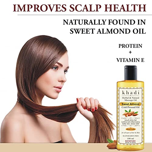 Satvayush Khadi Badam (Sweet Almond) Oil, 100% Pure Cold Pressed & Sweet Almond Oil for Glowing Skin & Hair Growth, 100ml - Image 5