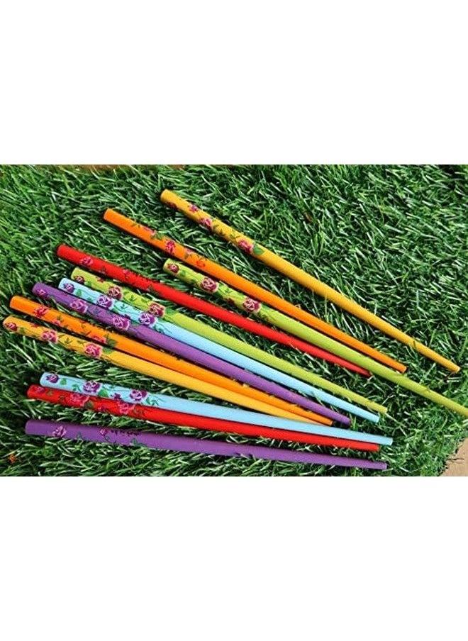 Salvus App SOLUTIONS Trendy Wooden Handmade Multicolor Juda Hair Pin/Stick Set Of 5  - Image 4
